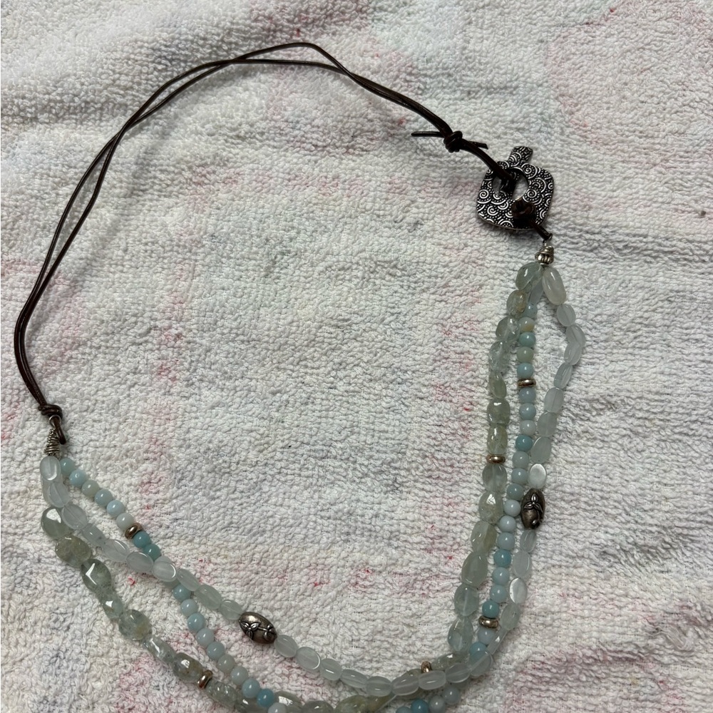 Elegant Silver and Blue Beaded Necklace